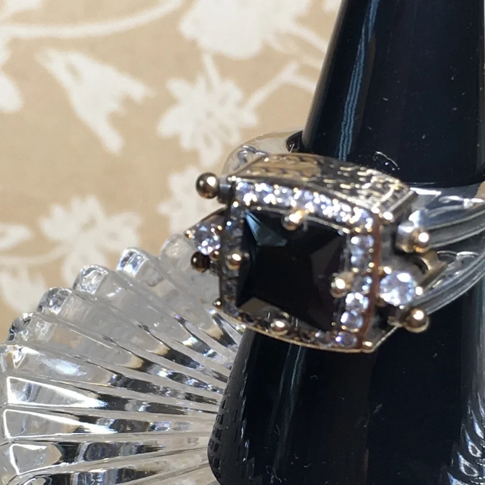 SALE Elegant 925  Sterling Silver & Gold 2 sided Flip Ring with stones - Picture 6 of 14